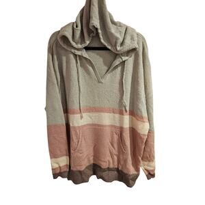 One eleven north boutique hooded sweater pink gray brown plus 3x preppy